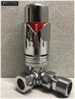 NEW Quality Chrome Plated Corner Angled Towel Radiator Valve Pack TRV Thermo - Image 3