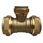 22mm x 22mm x 15mm Brass Compression Reducing Tee Pipe Joiner