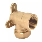 22mm x 3/4" BSP Brass Compression Backplate Wall Plate Elbow