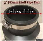 4" to 3" Rubber Coupling 110mm - 82mm Soil Drain Pipe Repair Fitting With Clips - Image 4