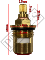 DISC004 Ceramic Disc Tap Cartridge Valves 20 Teeth x 7.5mm PAIR - Image 2