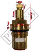 DISC015 Ceramic Disc Tap Cartridge Valves 24 Teeth x 7.5mm PAIR - Image 2