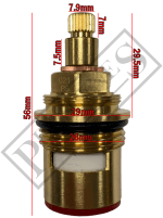 3/4" Bath Tap DISC021 Ceramic Disc Tap Cartridge Valves 24 Teeth x 7.9mm PAIR - Image 2