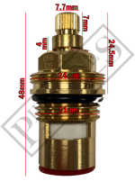 DISC056 Ceramic Disc Tap Cartridge Valves 28 Teeth x 7.7mm PAIR - Image 2