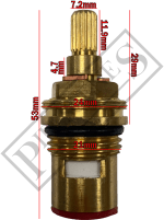 DISC065 Ceramic Disc Tap Cartridge Valves 18 Teeth x 7.2mm PAIR - Image 2