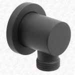 Globe GLO213 Matt Black Wall Outlet Elbow Shower Hose Connector