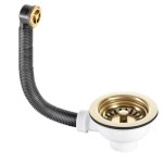 Gold Effect MCALPINE FBSWPVD Kitchen Sink Basket Strainer Waste WITH OVERFLOW