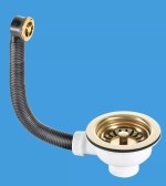Gold Effect MCALPINE FBSWPVD Kitchen Sink Basket Strainer Waste WITH OVERFLOW - Image 2
