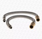 PAIR of M10 x 15mm Plain Ended Brass Mixer Tap Flexible Pipes 10mm x 15mm