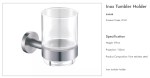 JTP Inox IX141 Brushed Stainless Steel Bathroom Tumbler Holder & Glass Tumbler - Image 4