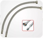 Pair 10mm Flexible Monobloc Tap Connectors 300mm Long Female Ends M10 Thread