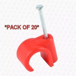 Bag of 20 - 15mm Nail Pipe Clips RED HOT for Copper or Plastic Pipes