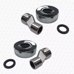 3/4" x 1/2" Dog Leg Offset Shower Valve Fixings for Bar Valves PAIR with Shrouds