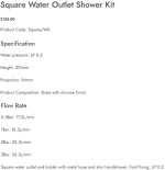 JTP Square Shower Kit with Integrated Hose Outlet & Brass Square Shower Handset - Image 4