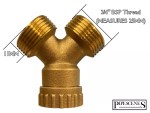 BRASS Outside Garden Hose Bib Tap Y Dual Splitter - 3/4" BSP