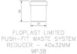40mm x 32mm Waste Pipe Reducer Black Push Fit PP Floplast WP38 - Image 3