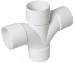 40mm 43mm (1 1/2") Double Branch Cross Tee Waste Pipe 4-Way Junction Swept Glued