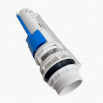 Slim Toilet Flush Valve with Blue Float and Dual Yellow & Blue Push Plate - Image 6