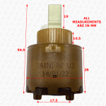 PAINI NFU3 Mixer Tap Cartridge 35mm Replacement Tap Valve Flat Bottom - Image 2