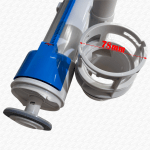 Slim Toilet Flush Valve with Blue Float and Dual Yellow & Blue Push Plate - Image 3