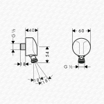 Hansgrohe FixFit E 27505000 Chrome Wall Outlet Elbow Swivel Shower Hose Connector - Image 3