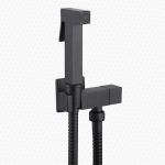 Beauly Square Matt Black Douche Kit With Integrated Isolator Valve Bracket