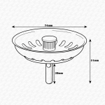 White Coloured Kitchen Sink Basket Strainer Waste Replacement Plug | Stemball Type - Image 3