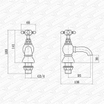 Trisen Formby Traditional Bathroom Basin Sink Taps PAIR TT101 - Image 3