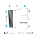 Threaded Male Trap Adaptor (1.5" to 40mm-43mm) - Image 4