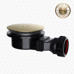 Ultra Slim Shallow 90mm Shower Tray Waste Trap with Brushed Brass Top
