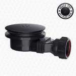 Ultra Slim Shallow 90mm Shower Tray Waste Trap with Matt Black Top