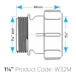 Threaded Male Basin Trap Adaptor (1.25" to 32mm) - Image 4